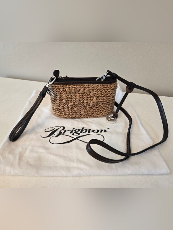 Brighton Handbags - Vintage Brighton Woven Straw MultiFunctional Pouch Bag includes Dust Bag